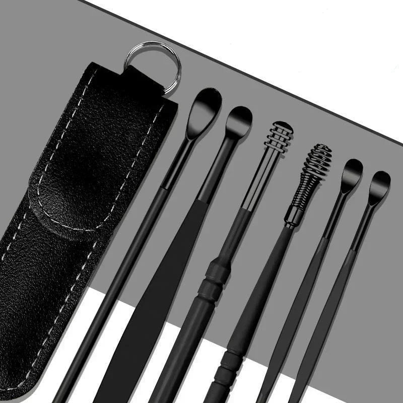 6PCS Stainless Steel Earpick Ear Cleaner Spoon Wax
