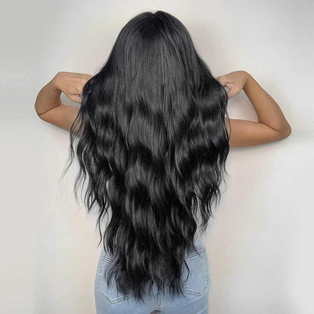 Black Wave Wigs for Women Long Natural Curly
