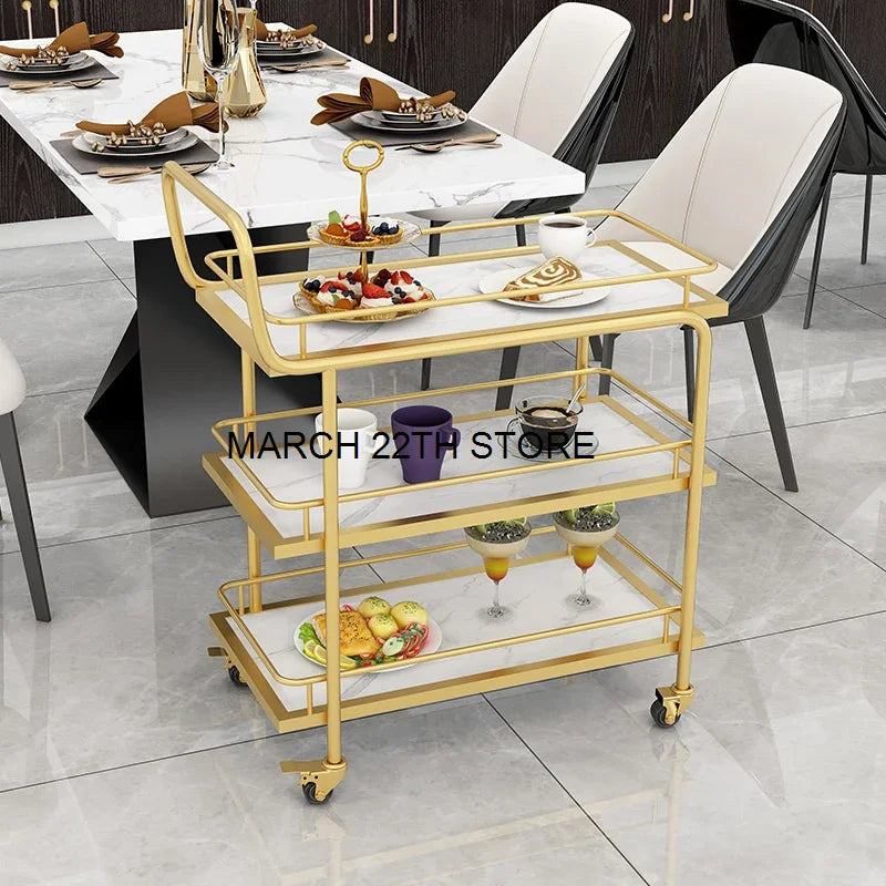 Hotel Sideboards Trolley Rolling Utility Gold Serving Food