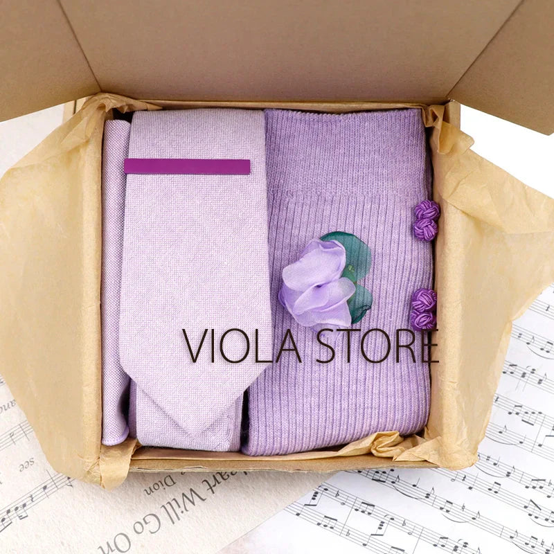 Viola Design 5PCS Gift Box Solid Cotton Sock