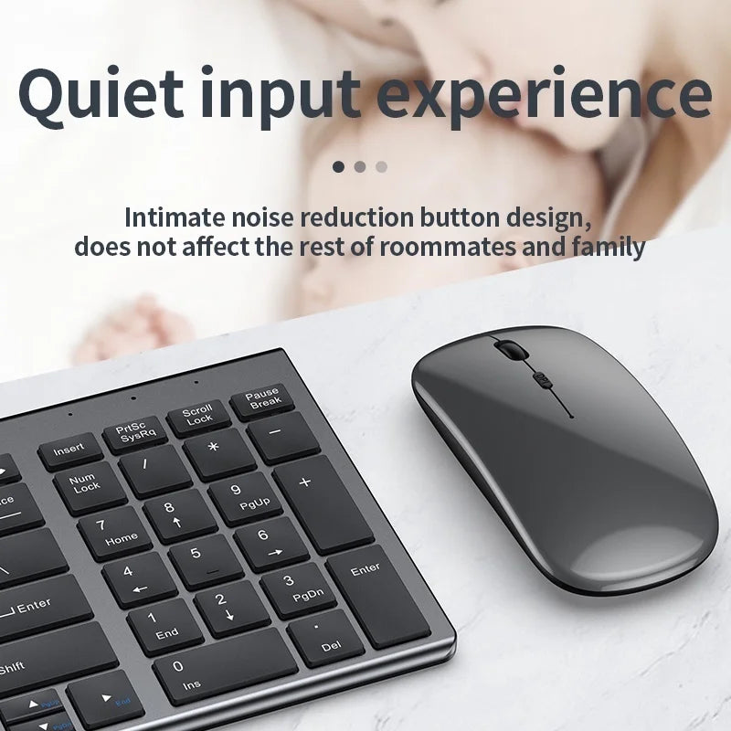 Gray Bluetooth 5.0 & 2.4G Wireless Keyboard Mouse