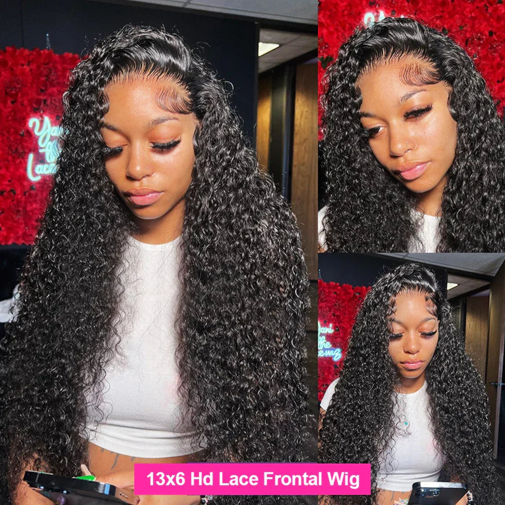 40Inch Deep Wave Frontal Wig Transparent 13x4 13x6