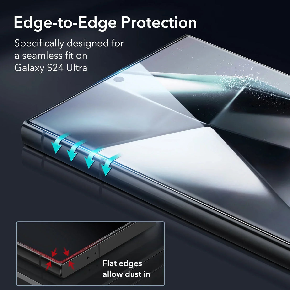 ESR for S24 Ultra Screen Protector for Galaxy S24 ultra 9H Full Coverage Tempered Glass with Fingerprint Unlocking (6.8 Inch)