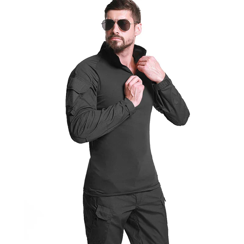 Men's Long Sleeve Army Combat Shirt 1/4 Zipper