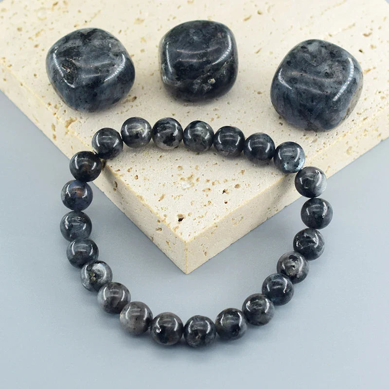 Real Natural Labradorite Stone Bead Bracelet Men Women