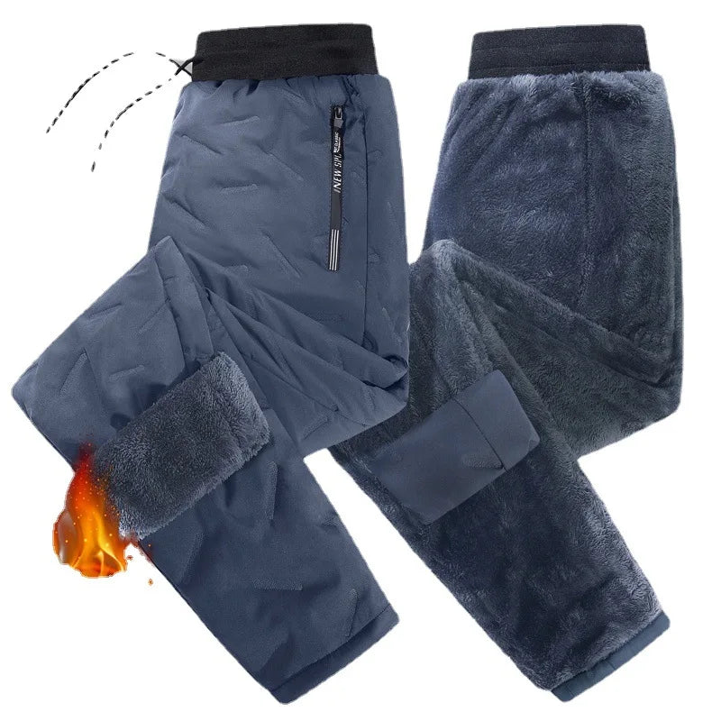 Winter Lamb down sports pants Thicken Sweatpants Men