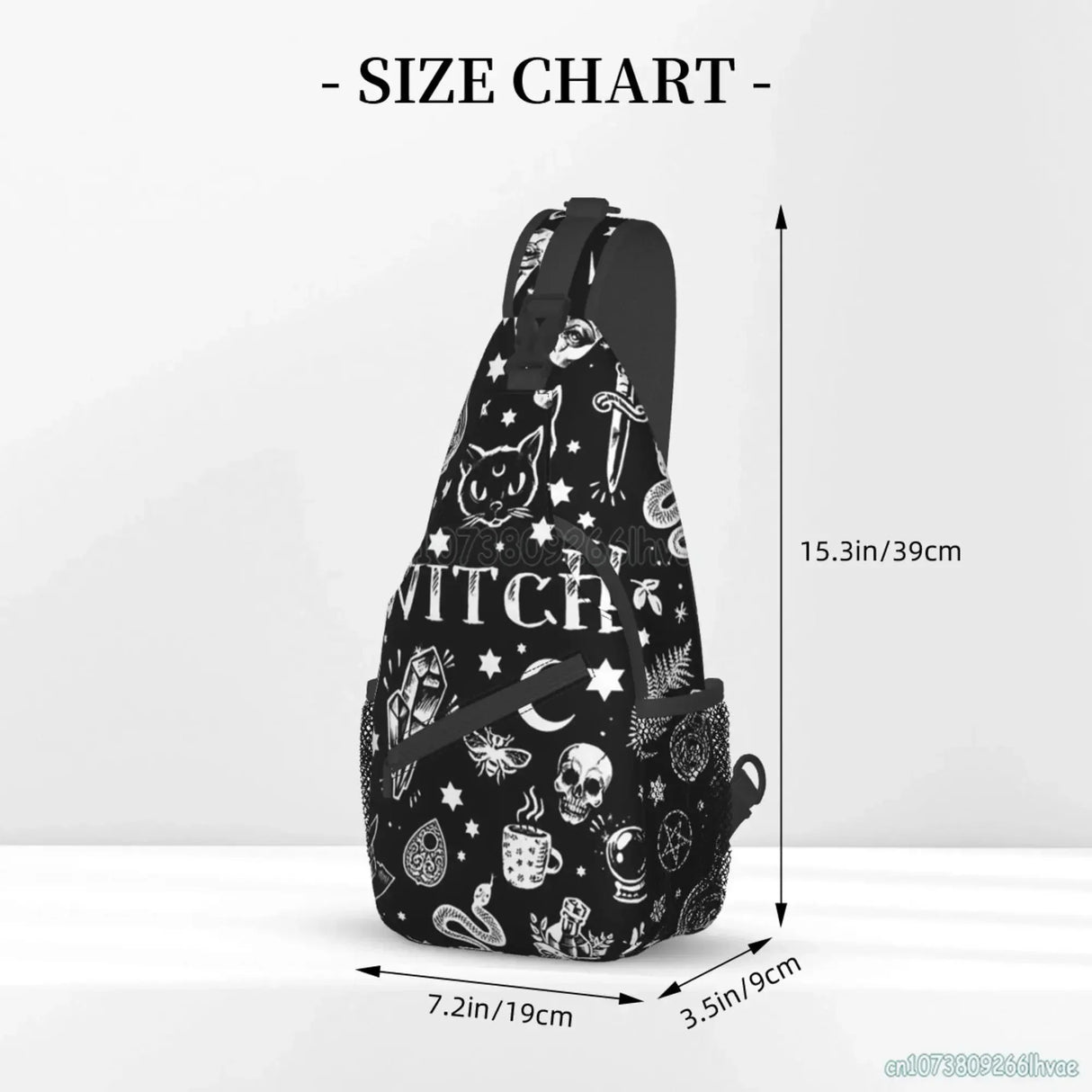 Gothic Skull Cat Moon Pattern Sling Bag Women