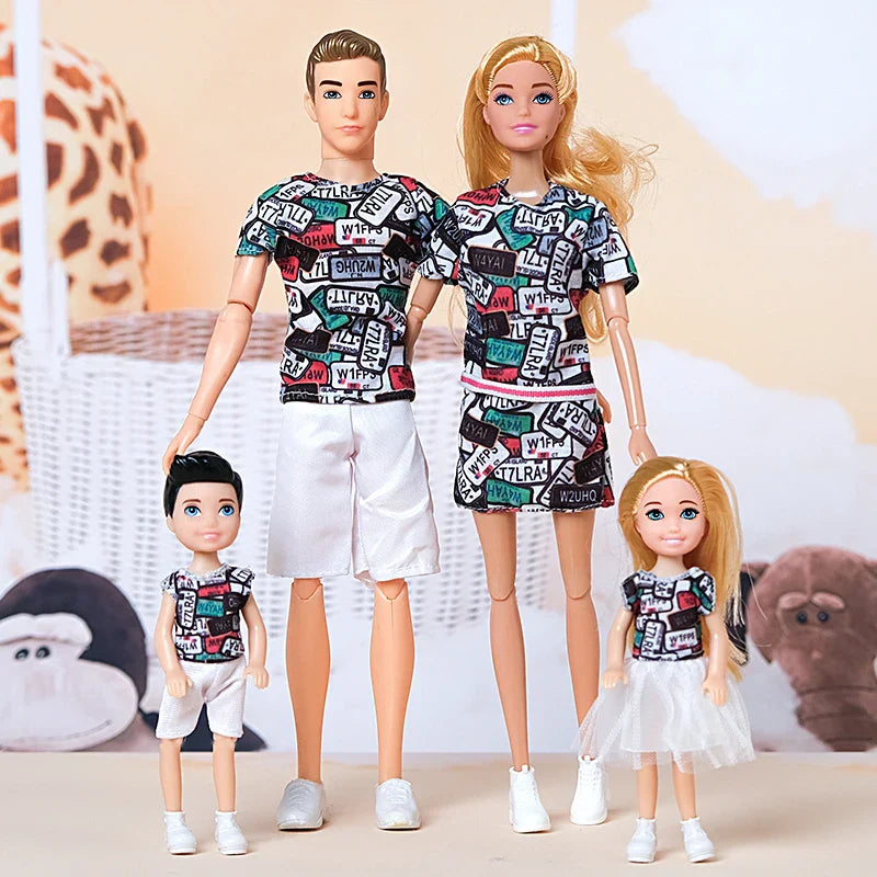 30cm Family Doll Movable Body Mom Dad Ken