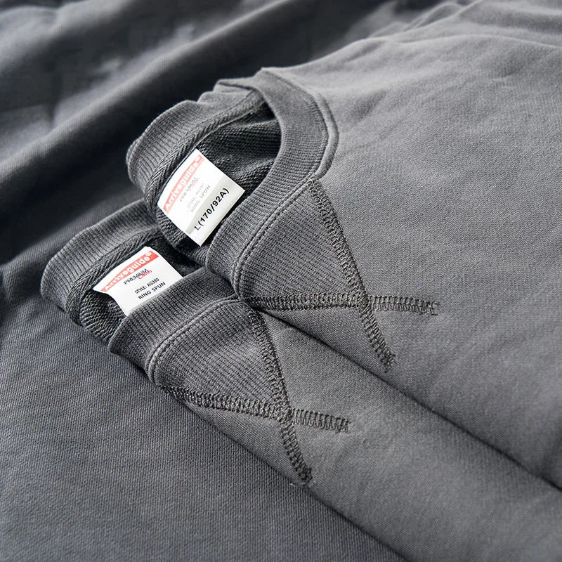 Autumn Winter 380g Cotton Heavy Hoodie Round Neck