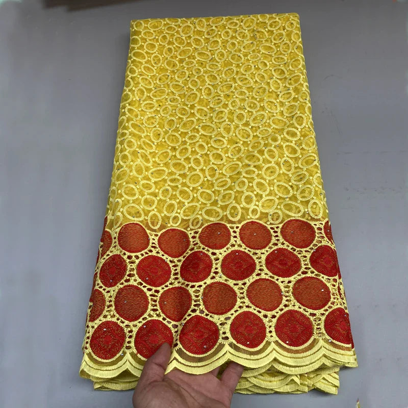 5 Yard French Nigerian Organza With Gold Thread