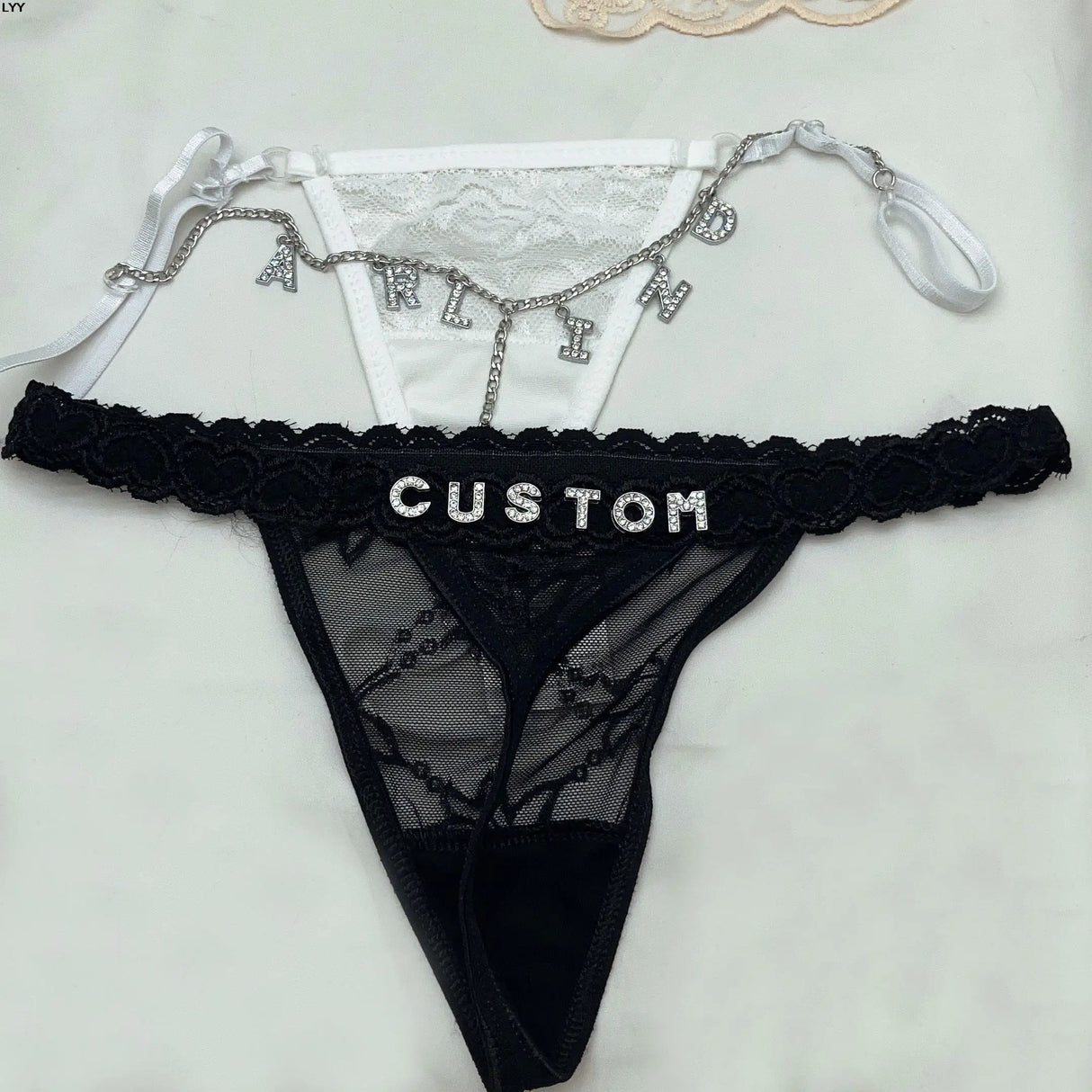 Customised Thong Sexy Rhinestone Waist Chain 2Pc/Sets Custom