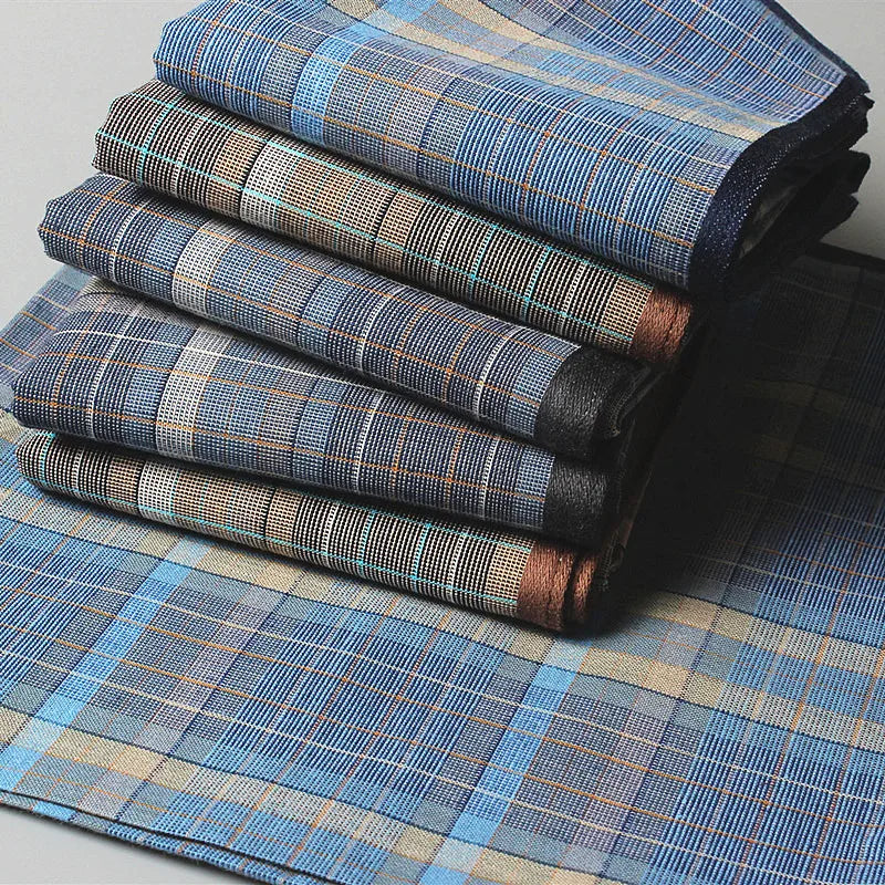 4pcs/lot Cotton handkerchief dark plaid handkerchief classic retro