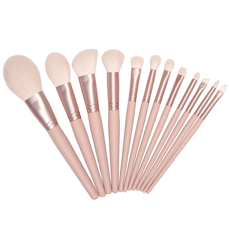 12pcs/set White Goat Hair Makeup Brushes set Powder