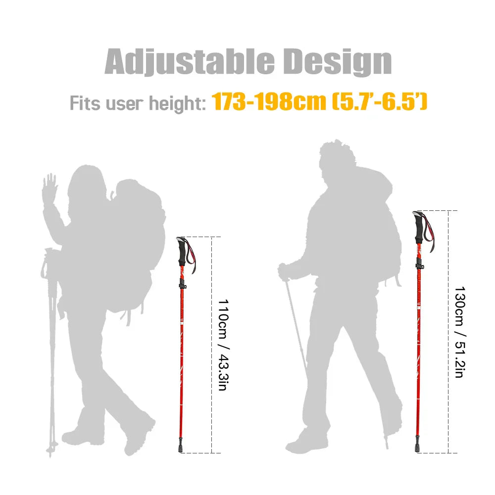 Lightweight Collapsible Trekking Pole Five-fold Walking Stick for
