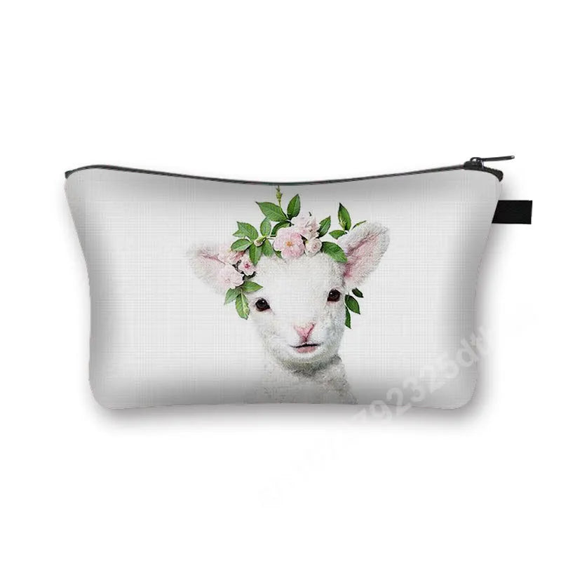 Animal Print Cosmetic Bag Women Makeup Bag Kawaii