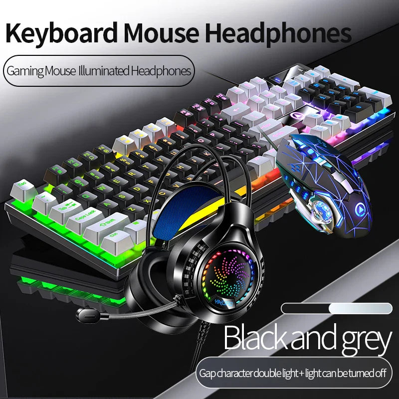 Gaming Keyboard Mouse Headphone Set Wired Backlight Game