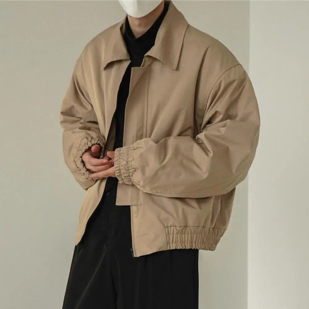 Men Jacket Zipper Closure Personality Long Sleeves Casual