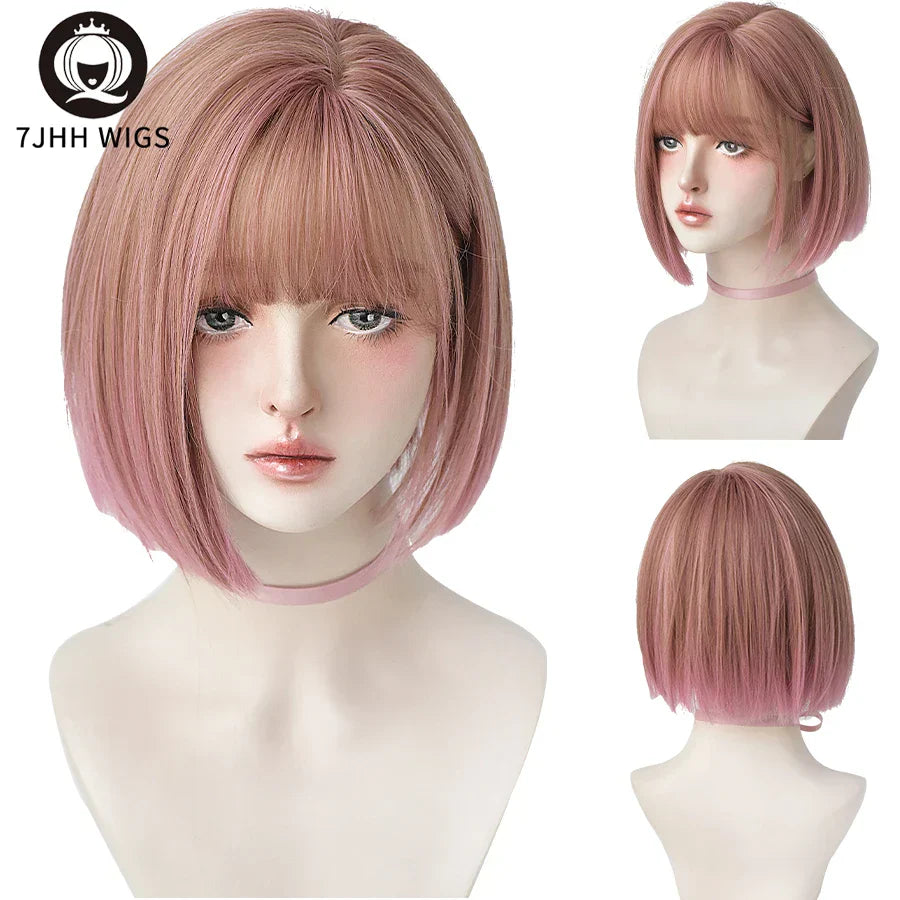 7JHH WIGS Black Short Bob Wig for Girl