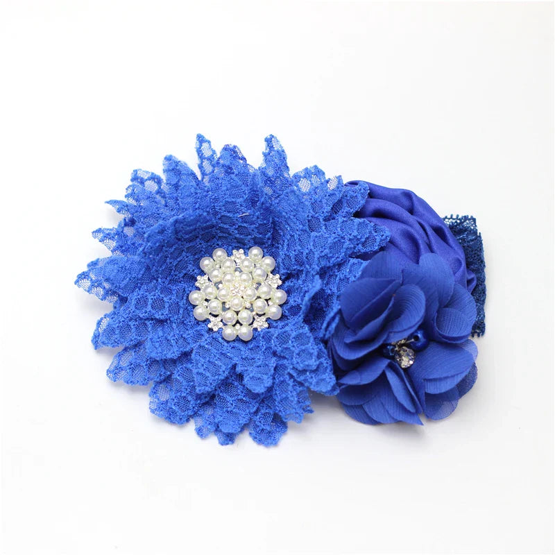 Baby girls Flower Headband Newborn Infant Pearl Flowers