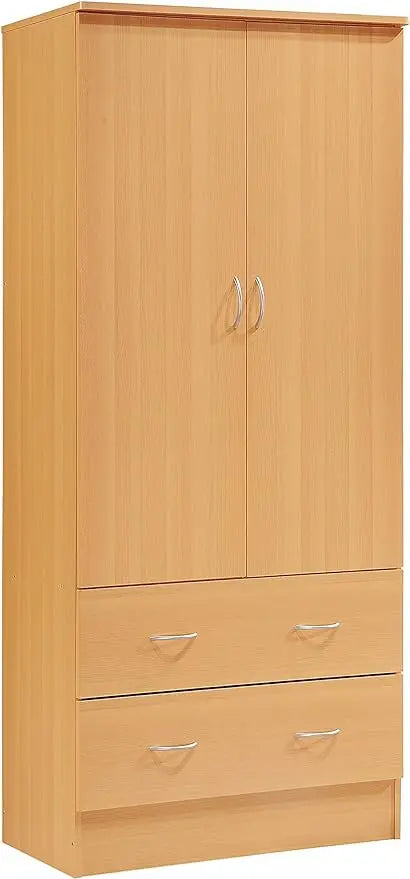wooden wardrobe bedroom closet, Cabinet equipped with clothes