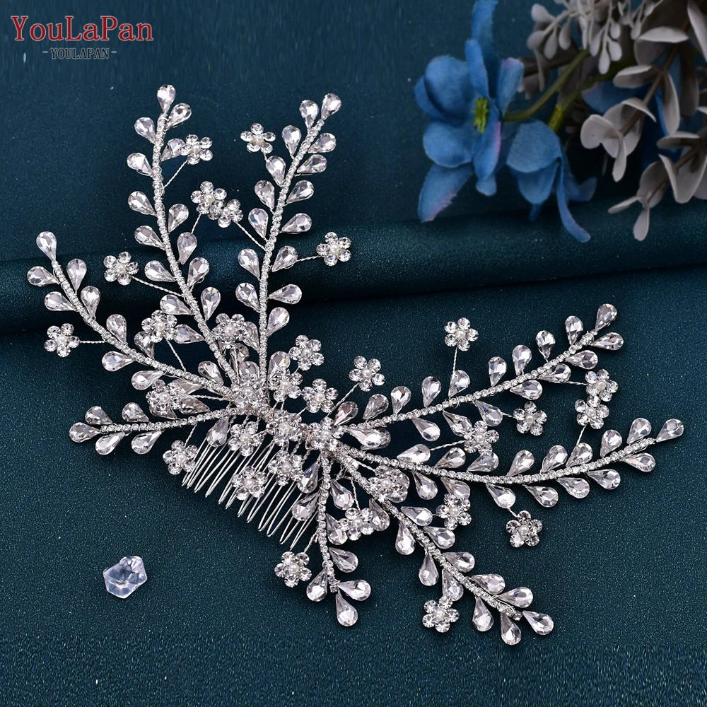 TOPQUEEN Rhinestone Bridal Comb Women Hair Clip Wedding