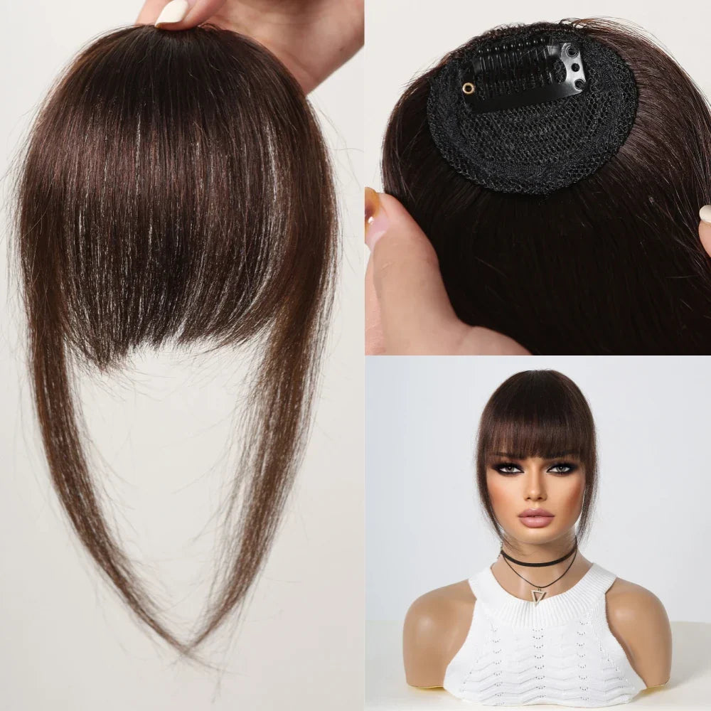 100% Human Hair Bangs Natural Black Brown French