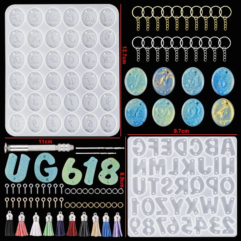 Alphabet Resin Molds Kit Backward Letter Number Silicone