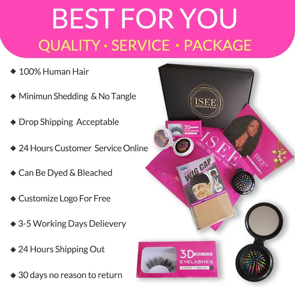 ISEE HAIR Brazilian Loose Deep Bundles With Closure
