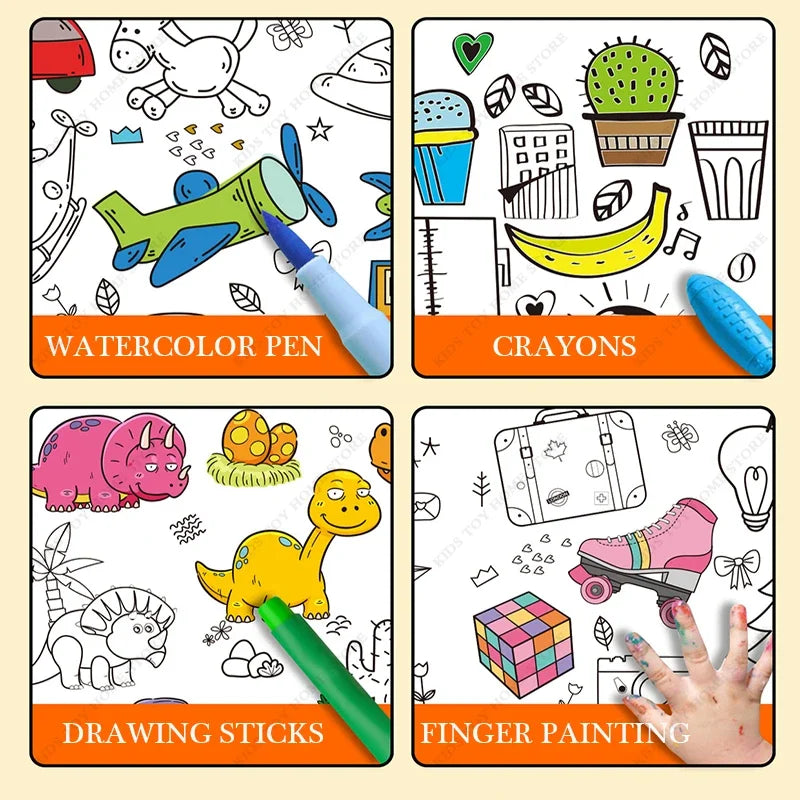 Kids Drawing Roll DIY Sticky Color Filling Paper