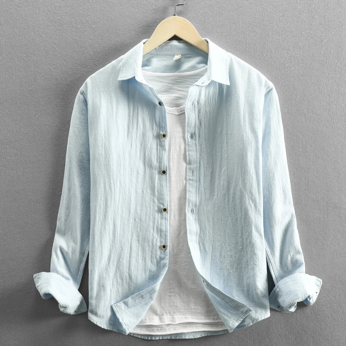 Men Clothing 2023 Fall Men's Cotton Linen Long-sleeved