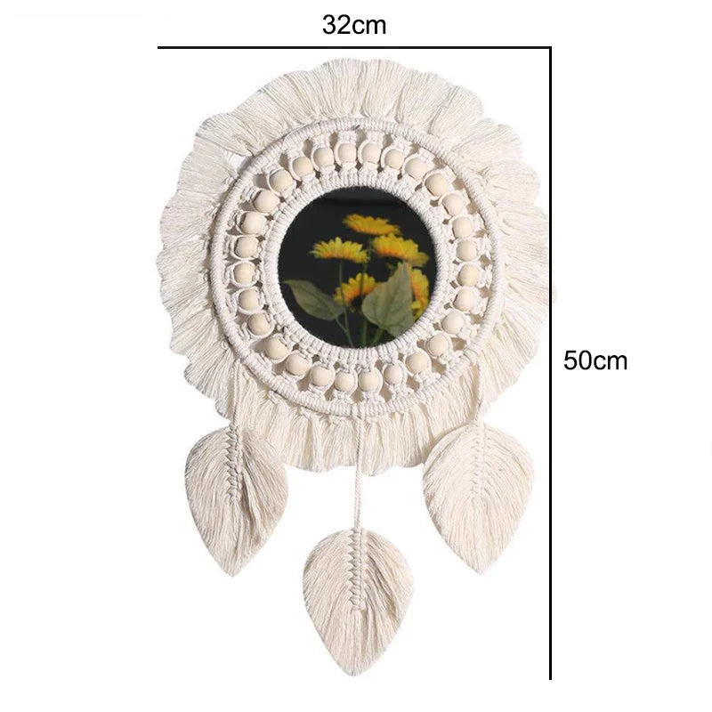 Macrame Wall Mirror Boho Round Mirrors Art Home