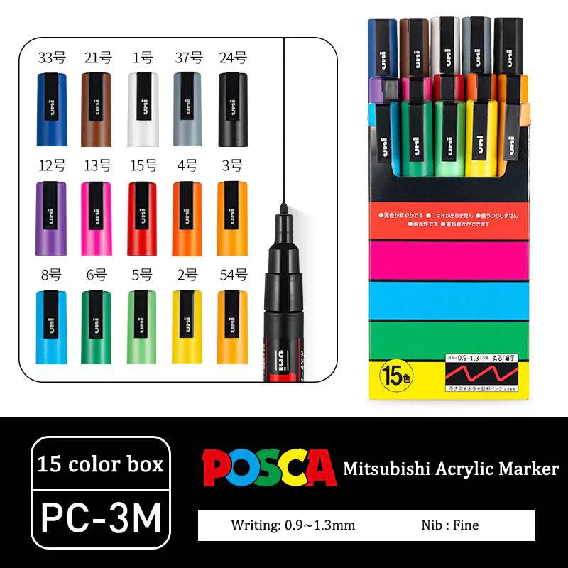 Uni Marker Pen, PC-3M Acrylic posca marcadores permanent