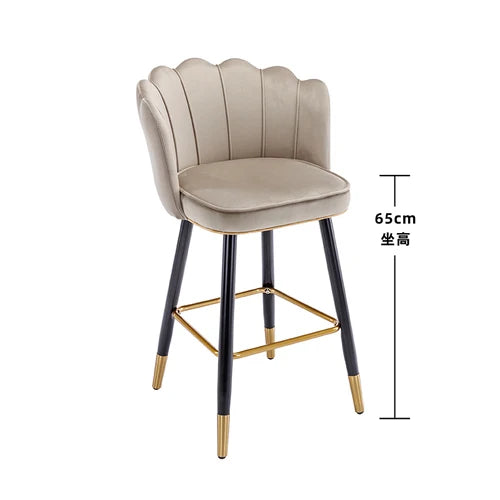 Leather High Bar Chair Modern Nordic Luxury Blue