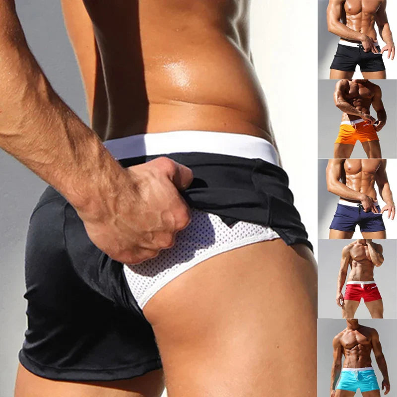 Mens Swim Shorts Swim Trunks Drawstring Mesh Lining