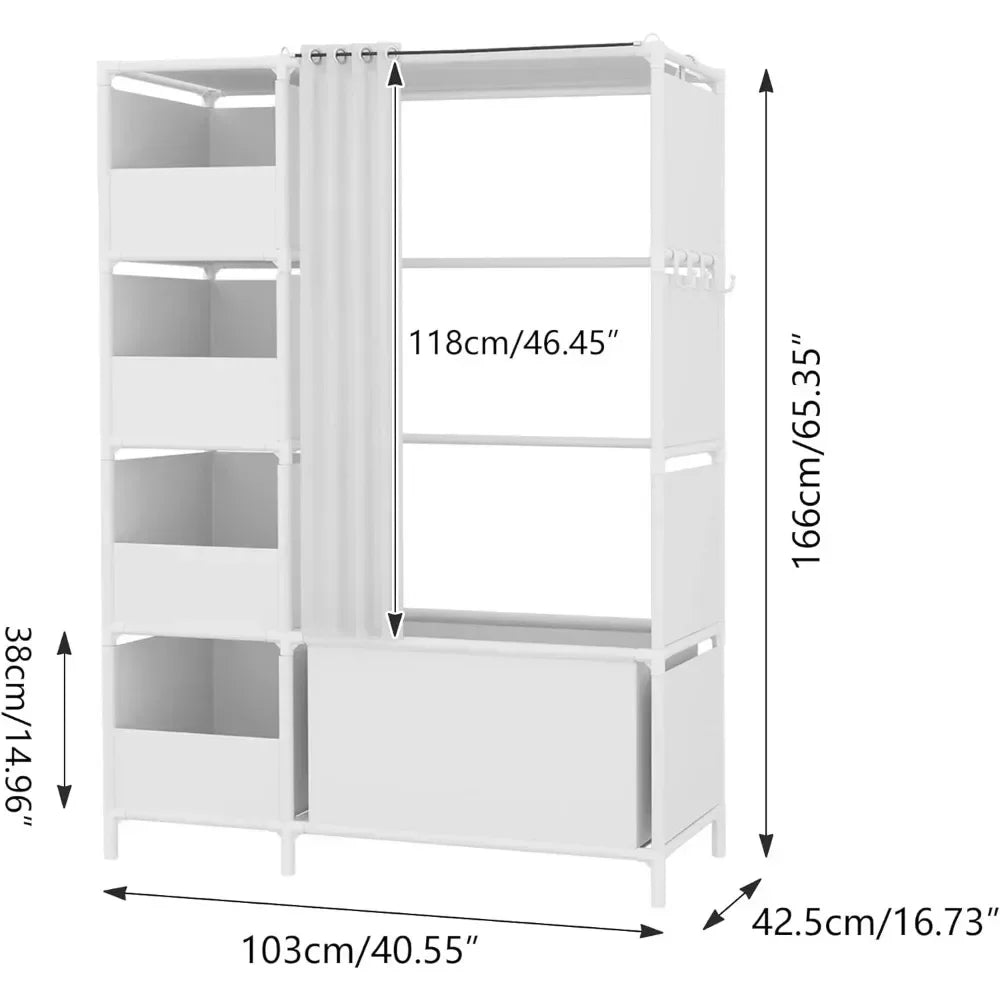 Portable Wardrobe Storage Closet, Clothes Storage Cabinet with