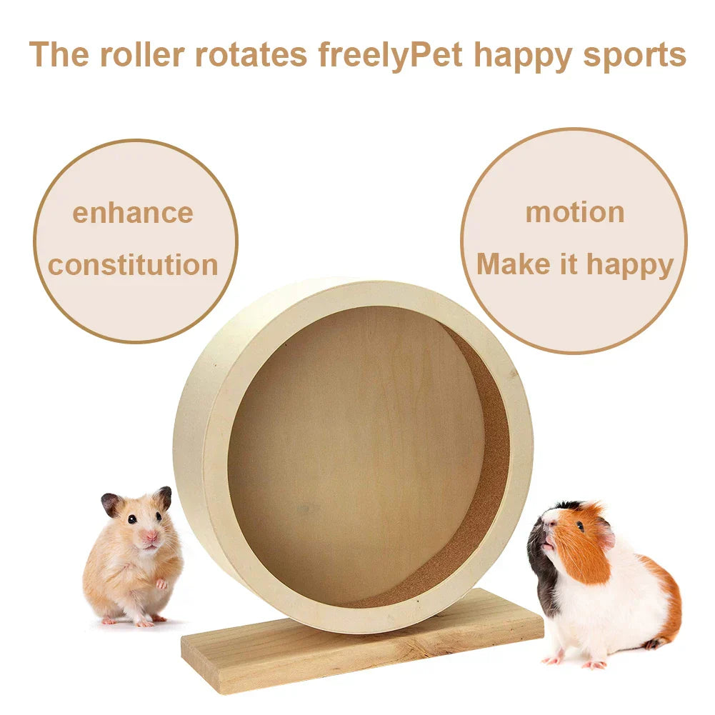 Hamster Roller Wheel Wood Silent Running Toy Mute