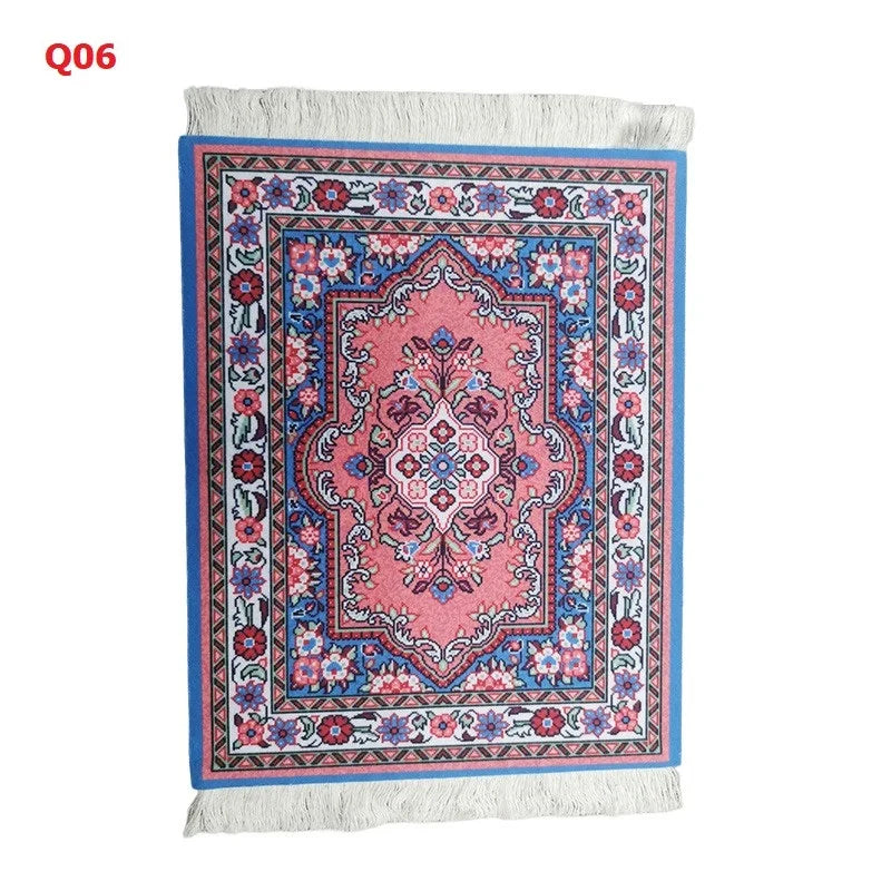 Persian Mini Woven Rug Mat Mousepad with Fring