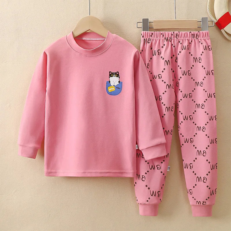 Cotton Child Loungewear Set Long Sleeves Long Pants