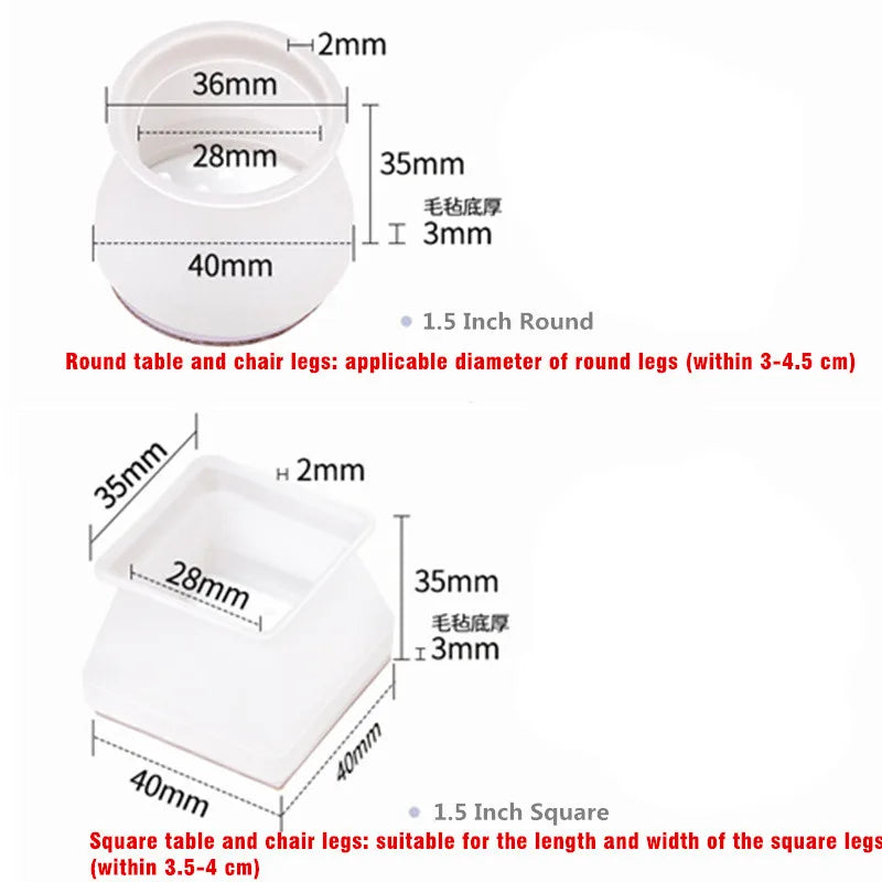 Upgraded 8/16pcs Furniture Silicone Protection Cover with Felt
