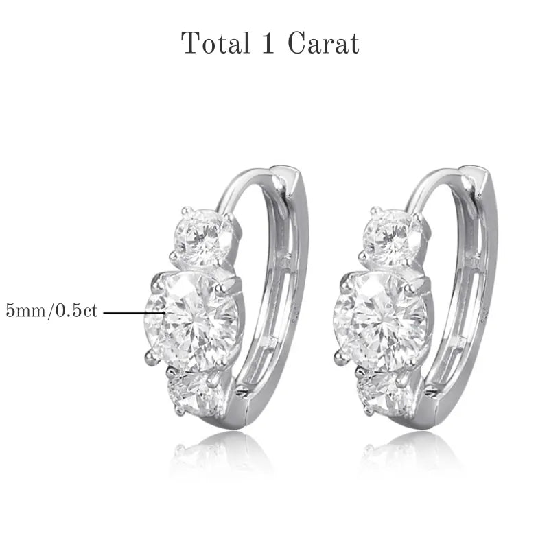 TBCYD 5mm D Color Moissanite Hoop Earrings For