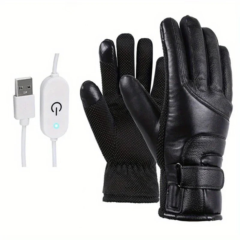 1 Pair USB Heated Motorcycle Gloves - Waterproof, Windproof, Touch Screen