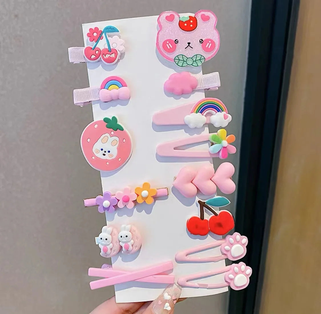 14Pcs/Set Cartoon Butterfly Rainbow Hairpin For Kids Girls