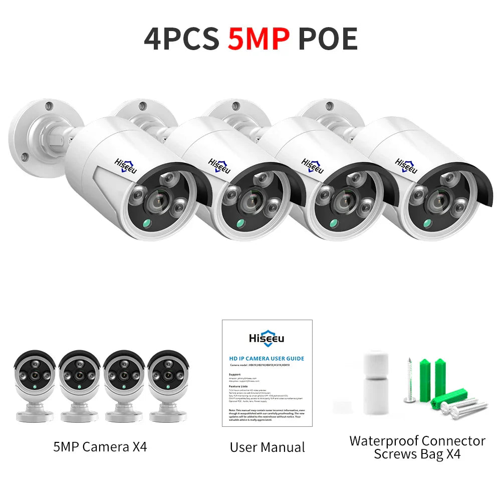 Hiseeu 5MP 4MP Audio IP Security Surveillance Camera
