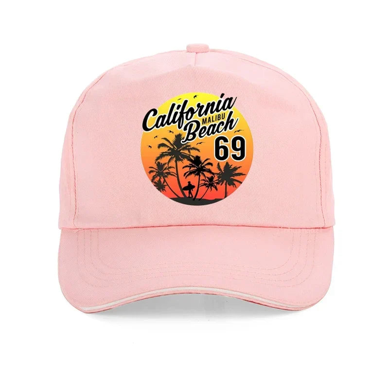 Vintage California Malibu Beach Sunhat Fashion Beach Cartoon