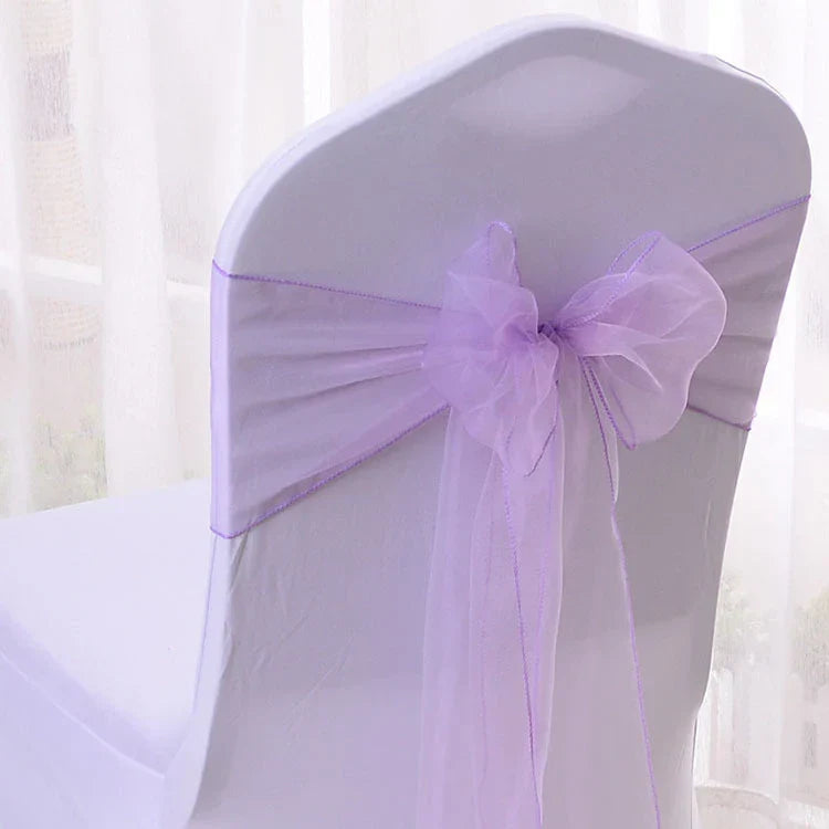 25pcs/lot Pink Organza Chair Sashes Wedding Chair Decoration
