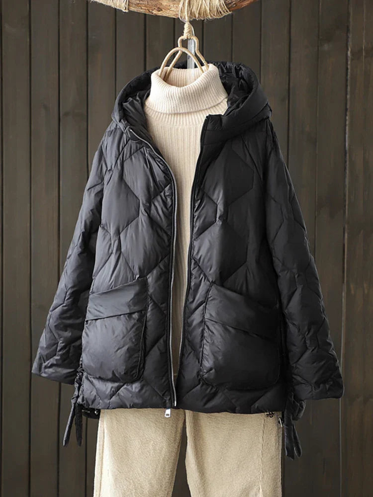 Winter Women White Duck Down Coat Casual Loose