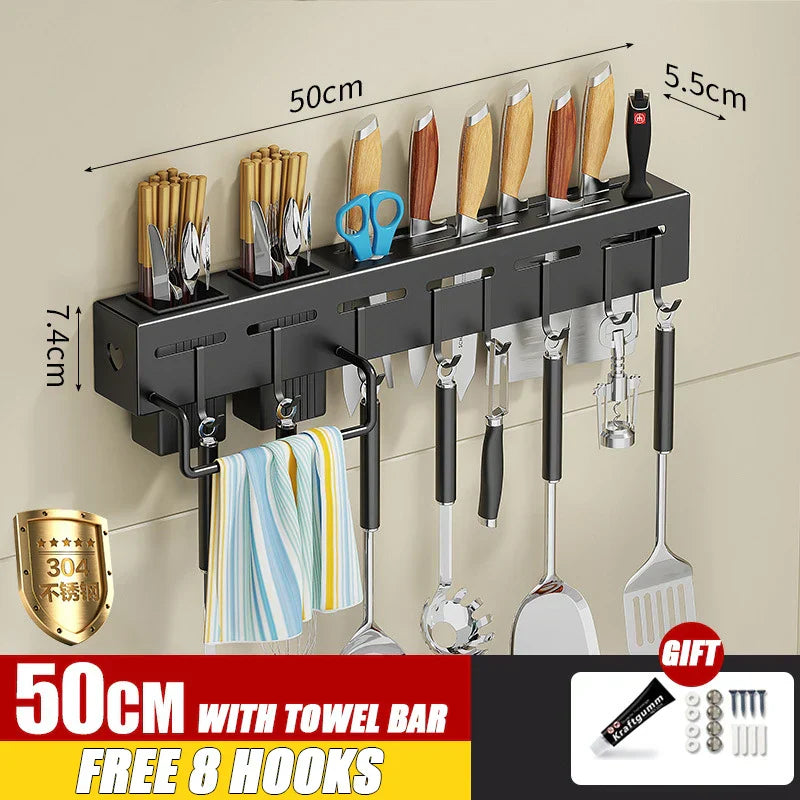 Stainless Steel Kitchen Storage Rack Wallmounted Multifunctional Storage