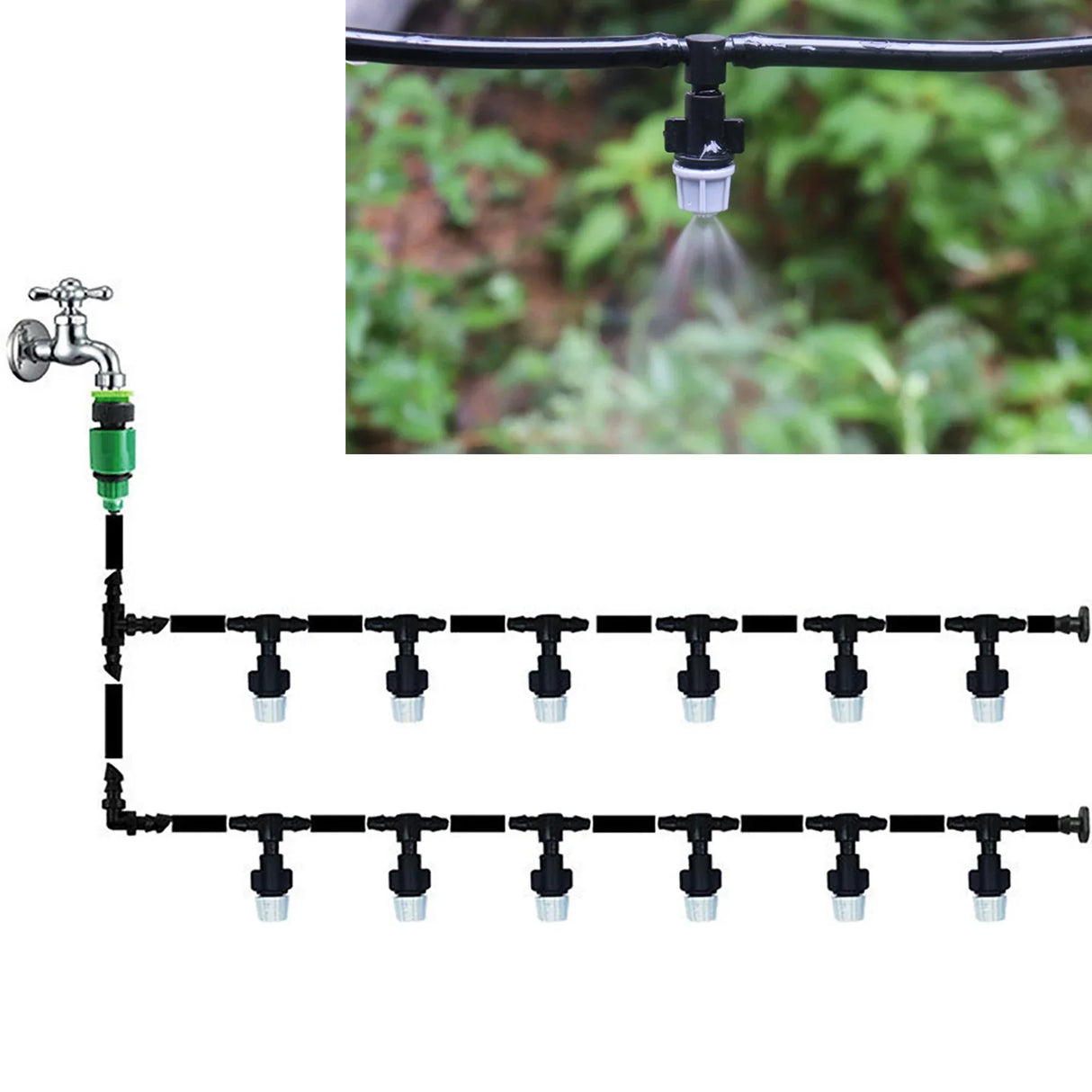 5M/10M Fog Nozzles Irrigation Kit Garden Hose Automatic