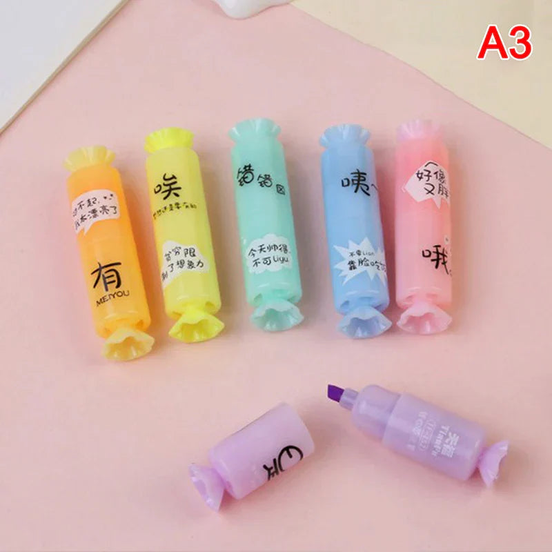 6Pcs/Lot Cute Cartoon Cat Highlighters School Office Stationery