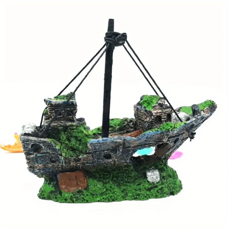 1PC Aquarium Fish Tank Landscape Pirate Ship Wreck